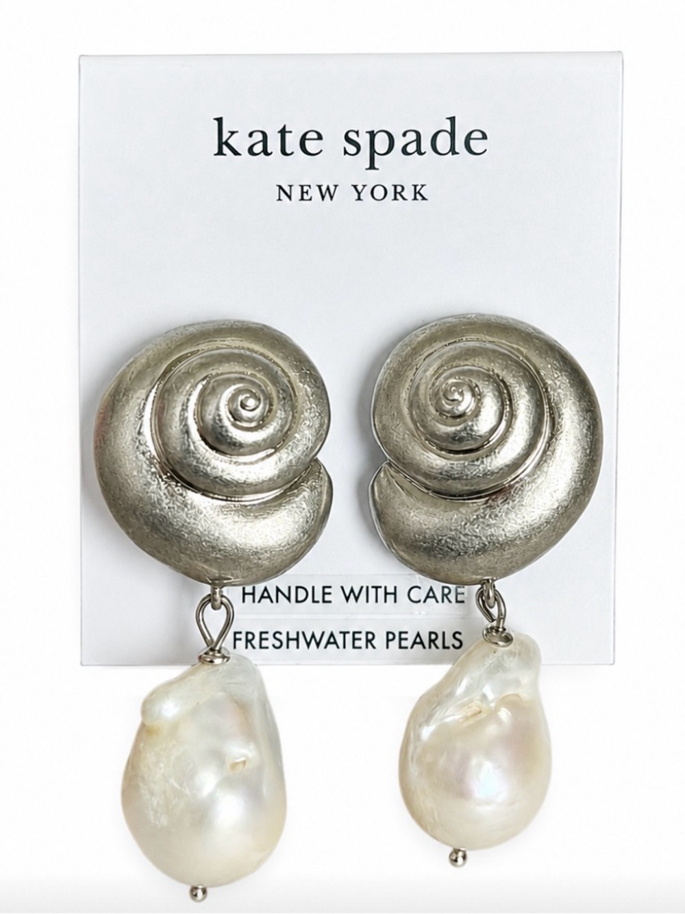 Kate Spade Beachside Drop Earrings in Silver/Freshwater Pearl ORG RETAIL $168 🐚